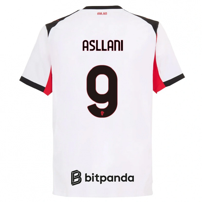 Danxen Mujer Camiseta Kosovare Asllani #9 Blanco Negro 2ª Equipación 2025/26 La Camisa