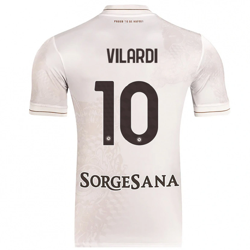 Danxen Mujer Camiseta Mario Vilardi #10 Champán Marrón 2ª Equipación 2025/26 La Camisa