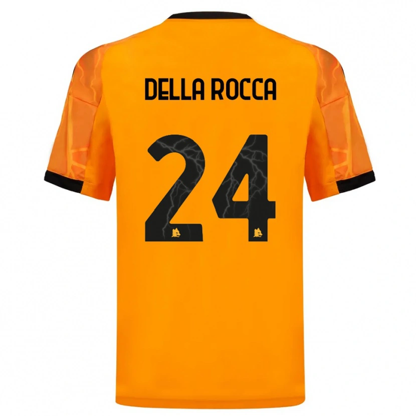 Danxen Mujer Camiseta Mattia Della Rocca #24 Naranja Negro 2ª Equipación 2025/26 La Camisa