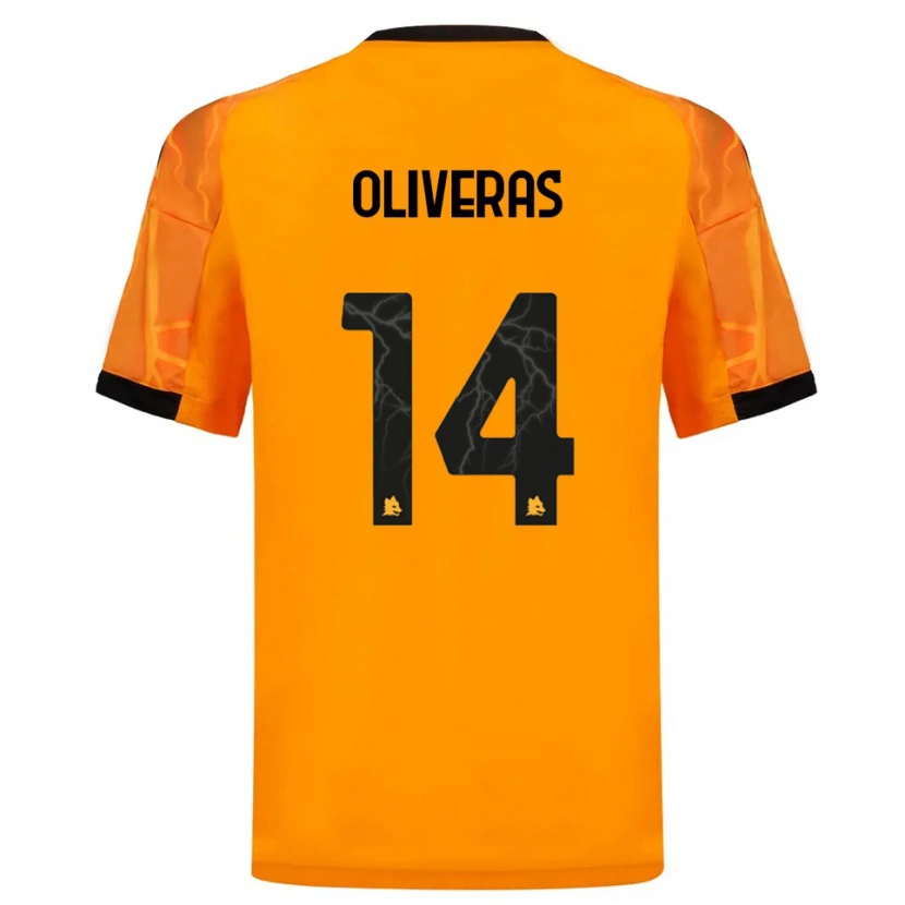 Danxen Mujer Camiseta Jan Oliveras #14 Naranja Negro 2ª Equipación 2025/26 La Camisa