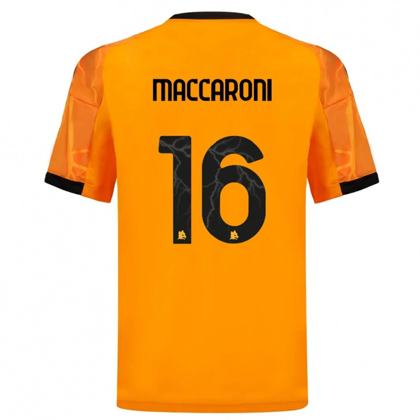 Danxen Mujer Camiseta Valerio Maccaroni #16 Naranja Negro 2ª Equipación 2025/26 La Camisa