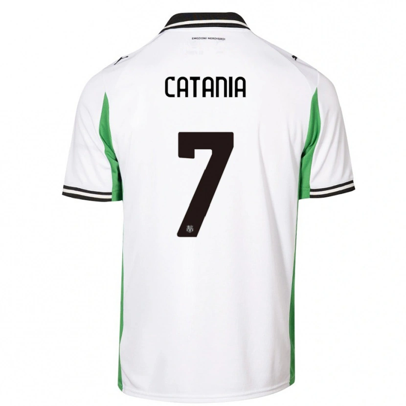 Danxen Mujer Camiseta Nicolò Catania #7 Blanco Verde Negro 2ª Equipación 2025/26 La Camisa