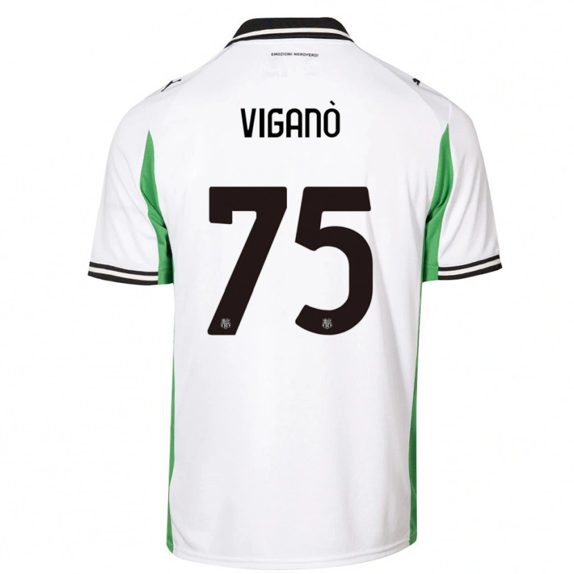 Danxen Mujer Camiseta Lorenzo Viganò #75 Blanco Verde Negro 2ª Equipación 2025/26 La Camisa