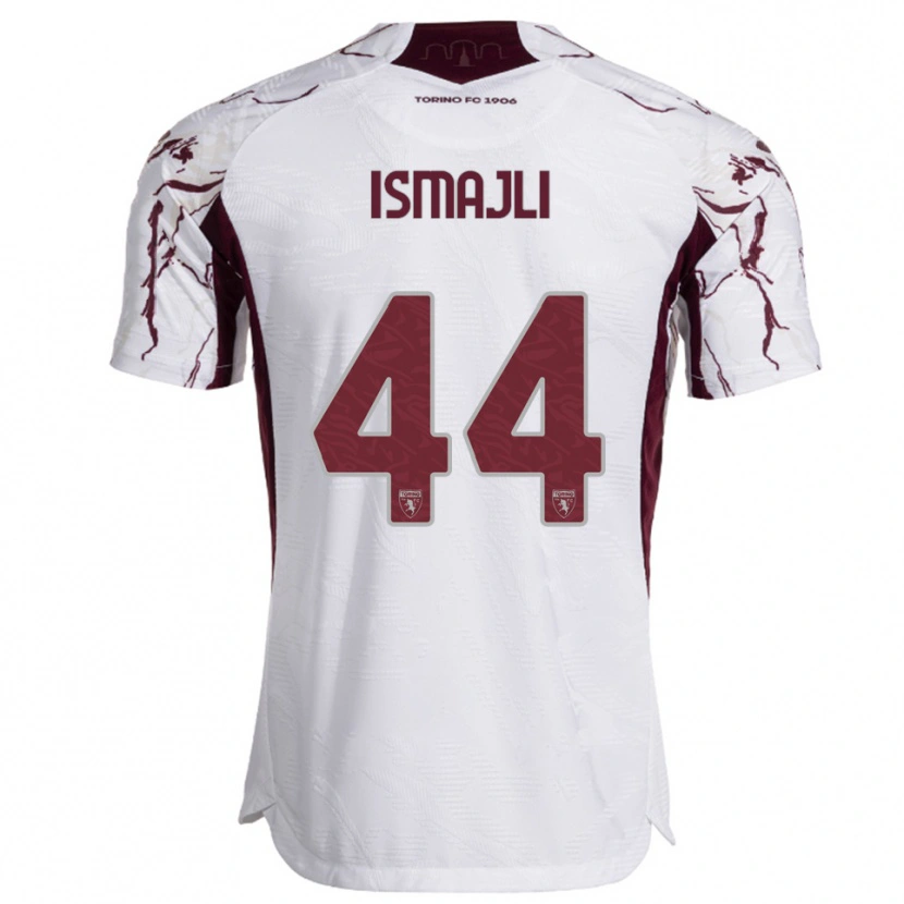 Danxen Mujer Camiseta Ardian Ismajli #44 Blanco Borgoña 2ª Equipación 2025/26 La Camisa