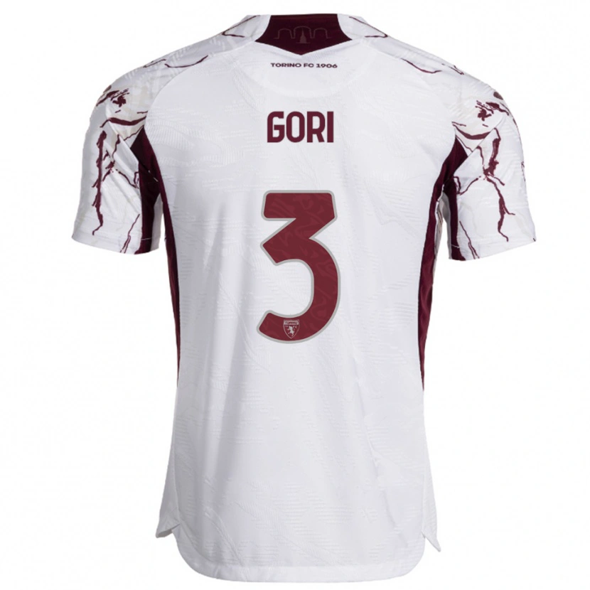 Danxen Mujer Camiseta Gabriele Gori #3 Blanco Borgoña 2ª Equipación 2025/26 La Camisa