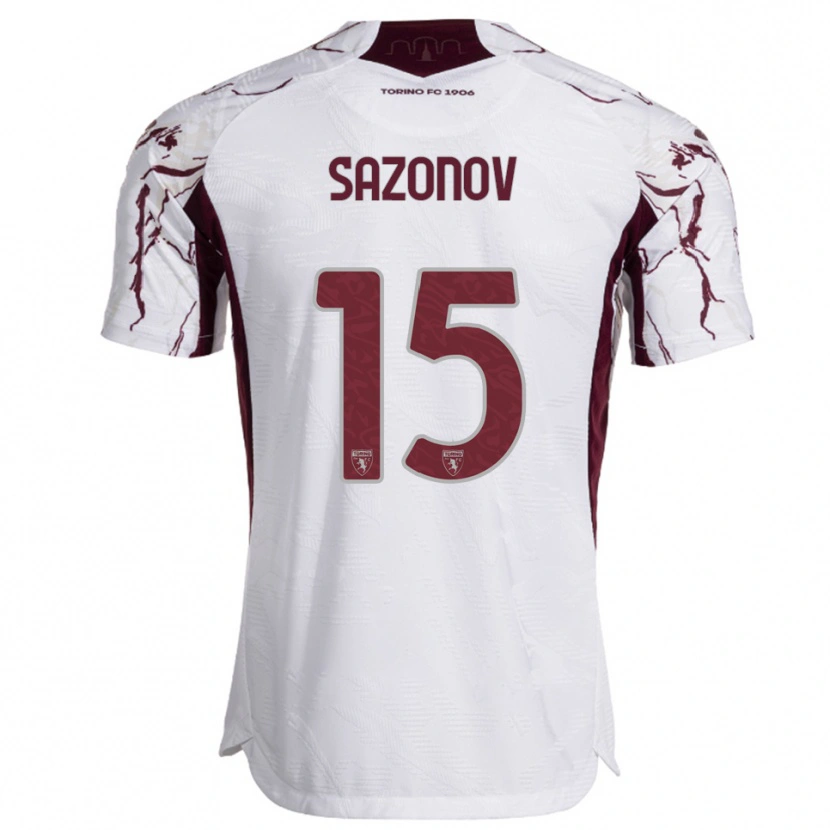 Danxen Mujer Camiseta Saba Sazonov #15 Blanco Borgoña 2ª Equipación 2025/26 La Camisa