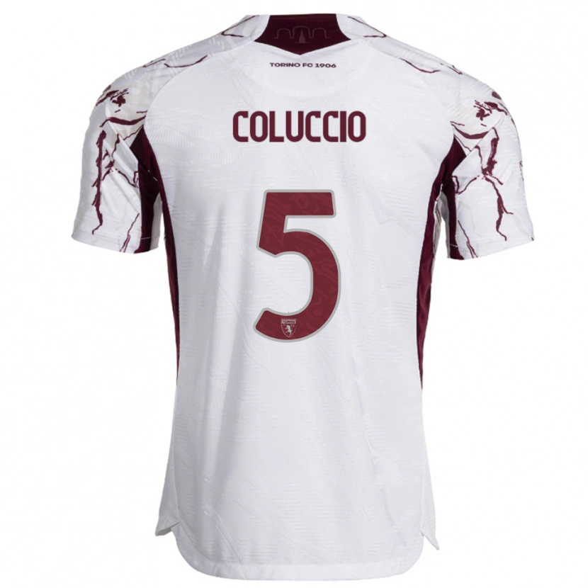 Danxen Mujer Camiseta Francesca Coluccio #5 Blanco Borgoña 2ª Equipación 2025/26 La Camisa