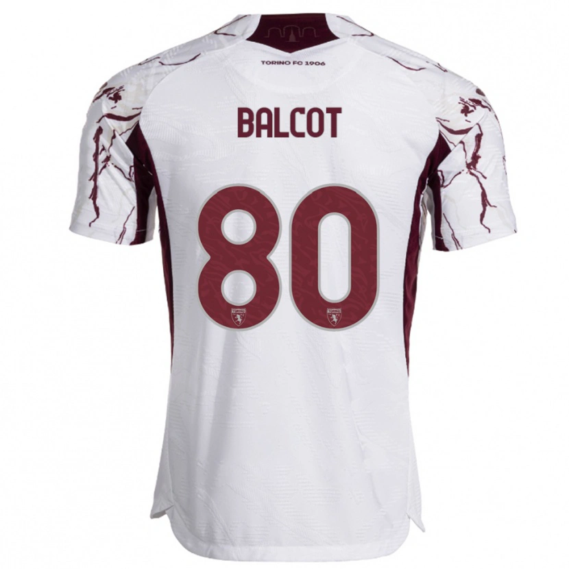Danxen Mujer Camiseta Côme Bianay Balcot #80 Blanco Borgoña 2ª Equipación 2025/26 La Camisa