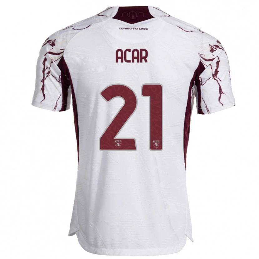 Danxen Mujer Camiseta Emirhan Acar #21 Blanco Borgoña 2ª Equipación 2025/26 La Camisa
