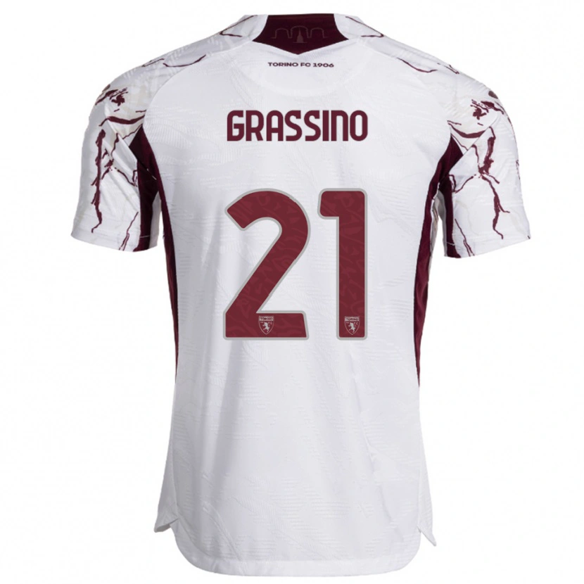 Danxen Mujer Camiseta Giulia Grassino #21 Blanco Borgoña 2ª Equipación 2025/26 La Camisa