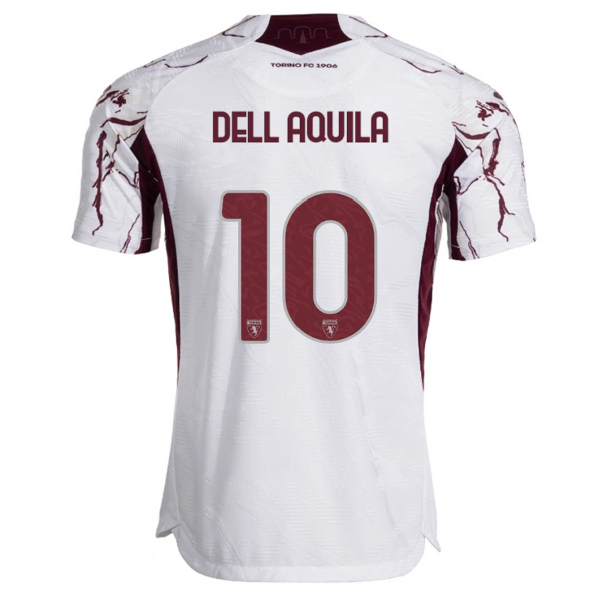 Danxen Mujer Camiseta Francesco Dell'aquila #10 Blanco Borgoña 2ª Equipación 2025/26 La Camisa