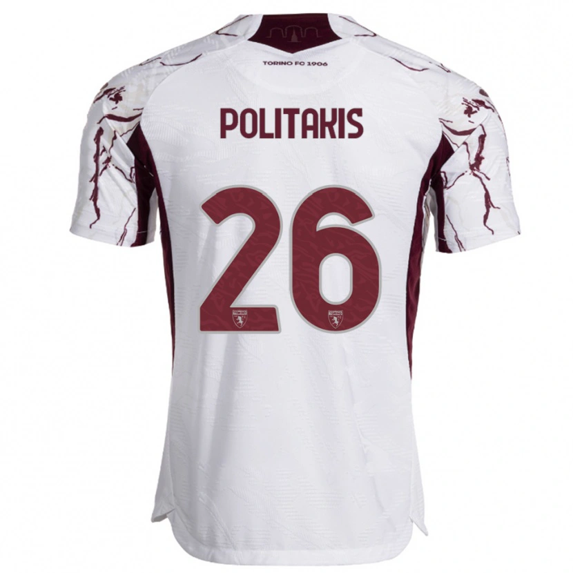 Danxen Mujer Camiseta Grigorios Politakis #26 Blanco Borgoña 2ª Equipación 2025/26 La Camisa