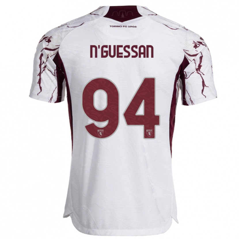 Danxen Mujer Camiseta Ange Caumenan N'guessan #94 Blanco Borgoña 2ª Equipación 2025/26 La Camisa