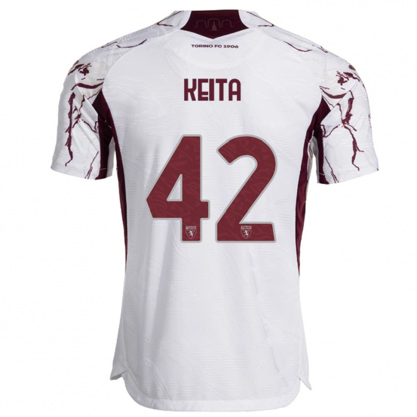 Danxen Mujer Camiseta Karamoko Keita #42 Blanco Borgoña 2ª Equipación 2025/26 La Camisa