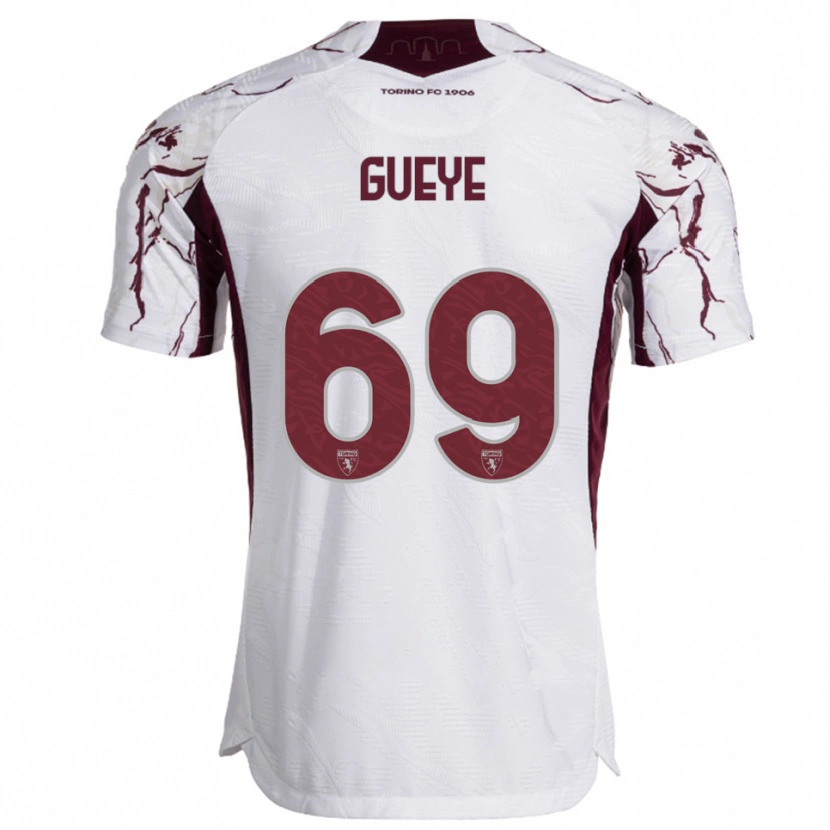 Danxen Mujer Camiseta Ousmane Gueye #69 Blanco Borgoña 2ª Equipación 2025/26 La Camisa