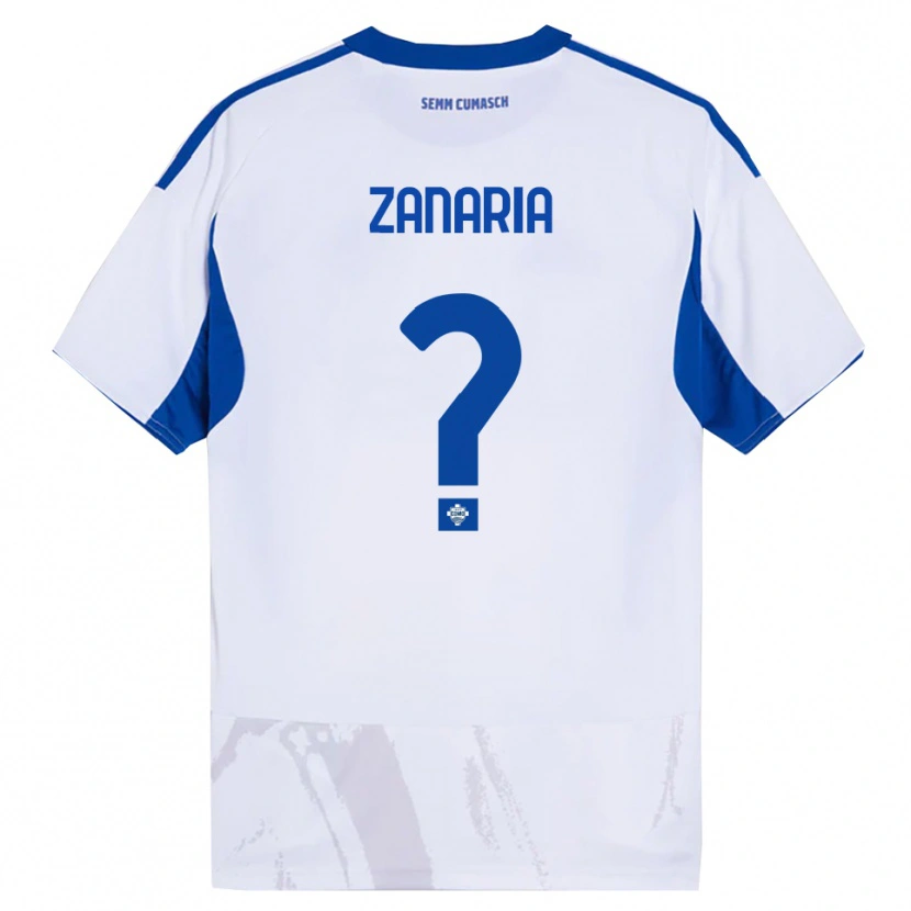 Danxen Mujer Camiseta Matteo Zanaria #0 Blanco Azul 2ª Equipación 2025/26 La Camisa