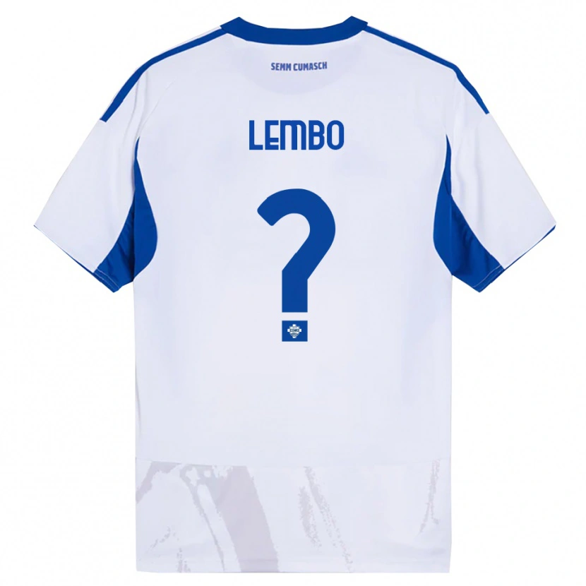 Danxen Mujer Camiseta Francesco Lembo #0 Blanco Azul 2ª Equipación 2025/26 La Camisa