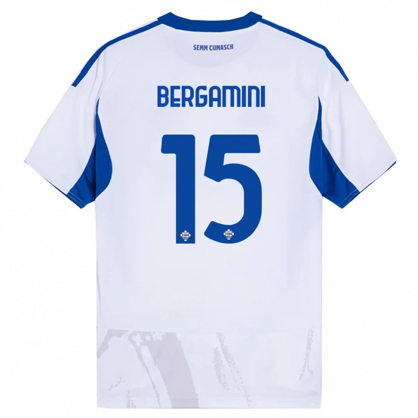 Danxen Mujer Camiseta Mattia Bergamini #15 Blanco Azul 2ª Equipación 2025/26 La Camisa