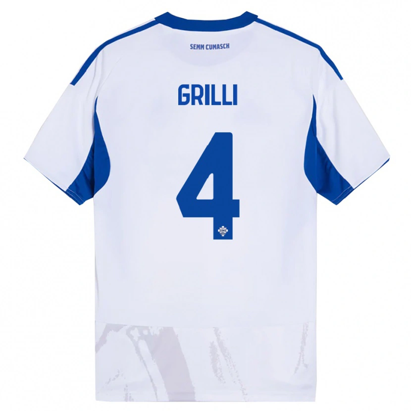 Danxen Mujer Camiseta Federico Grilli #4 Blanco Azul 2ª Equipación 2025/26 La Camisa