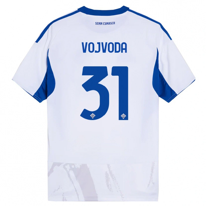 Danxen Mujer Camiseta Mërgim Vojvoda #31 Blanco Azul 2ª Equipación 2025/26 La Camisa