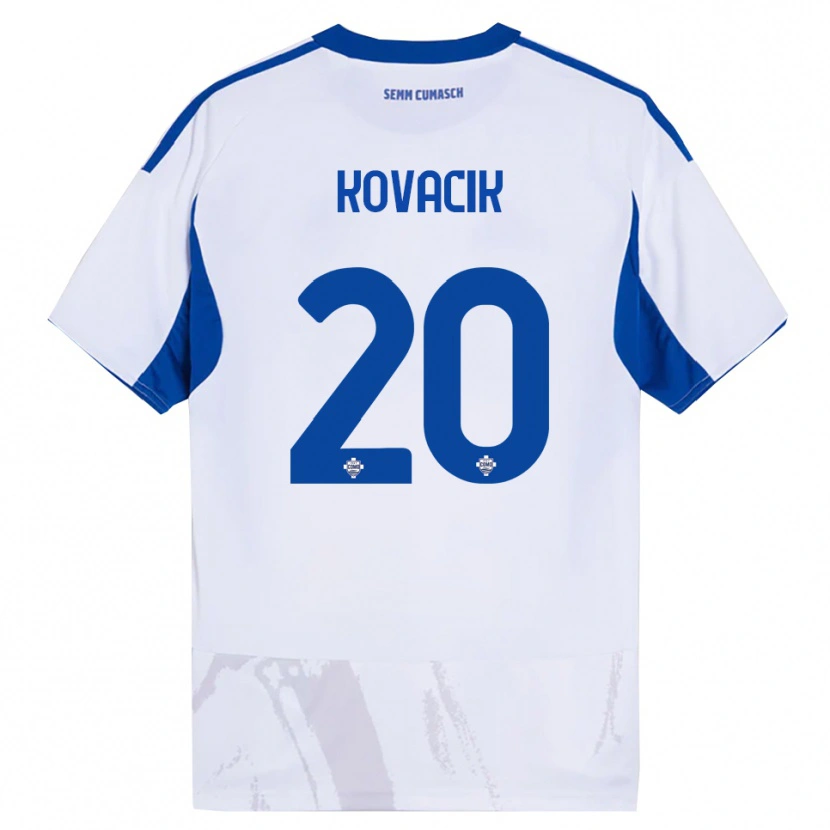 Danxen Mujer Camiseta Peter Kovacik #20 Blanco Azul 2ª Equipación 2025/26 La Camisa