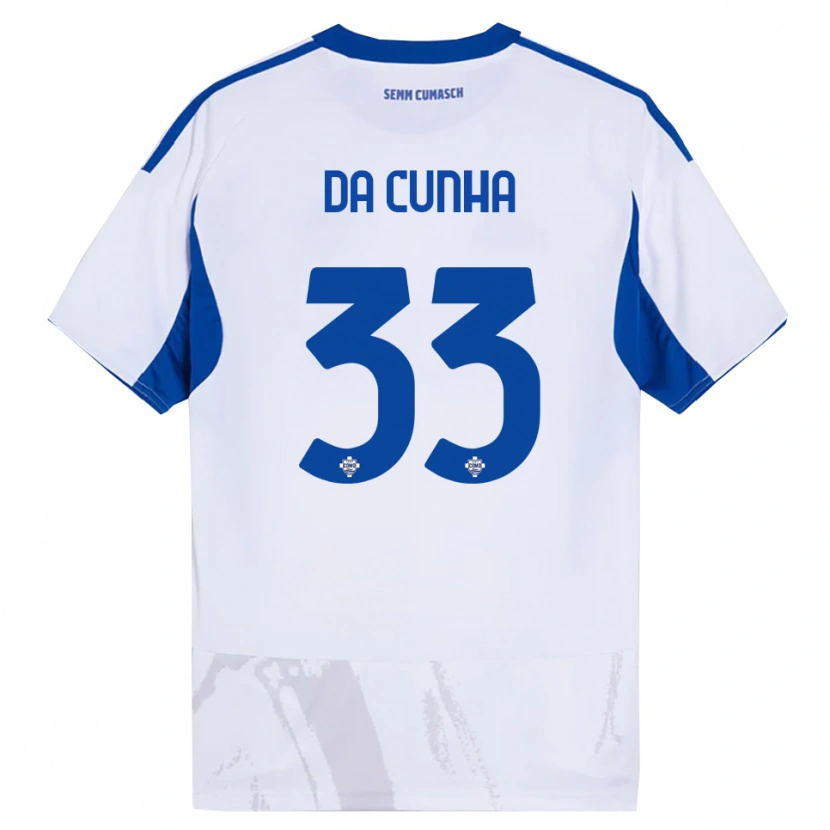 Danxen Mujer Camiseta Lucas Da Cunha #33 Blanco Azul 2ª Equipación 2025/26 La Camisa