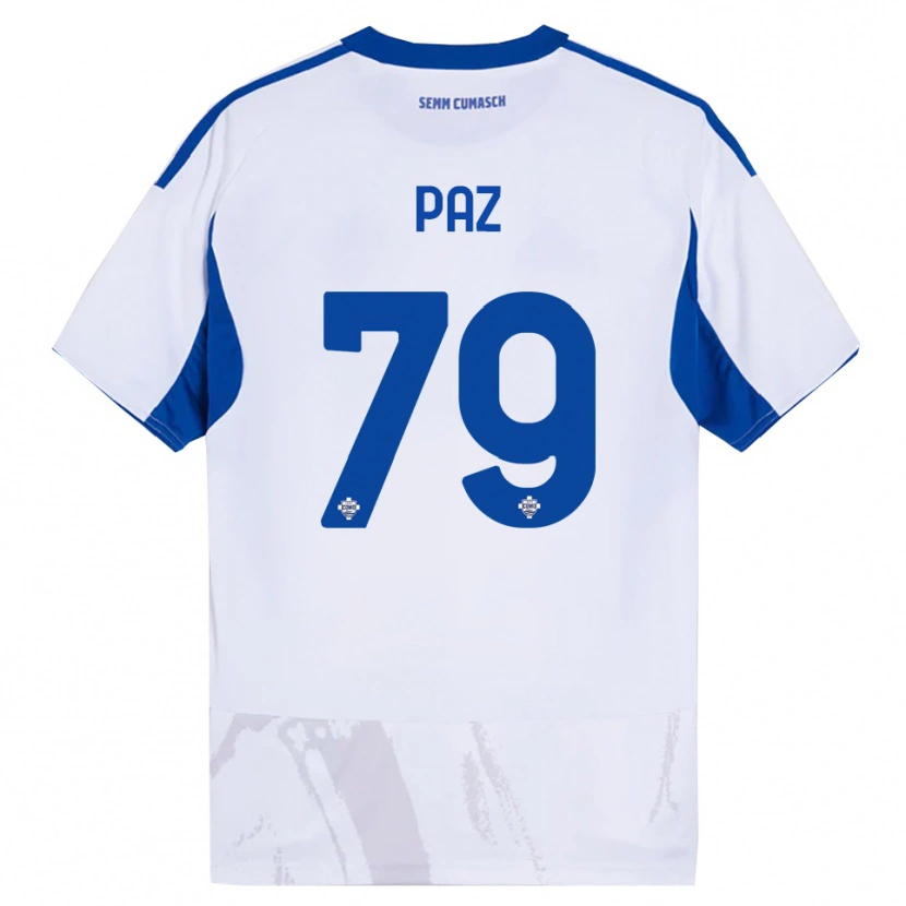 Danxen Mujer Camiseta Nico Paz #79 Blanco Azul 2ª Equipación 2025/26 La Camisa