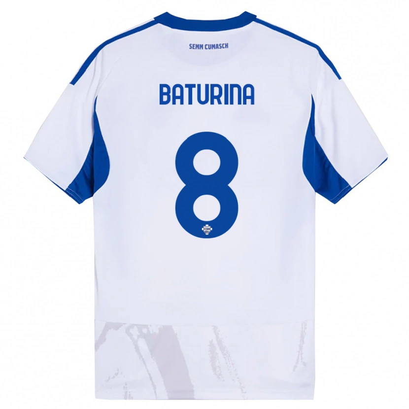Danxen Mujer Camiseta Martin Baturina #8 Blanco Azul 2ª Equipación 2025/26 La Camisa