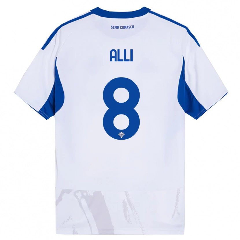 Danxen Mujer Camiseta Dele Alli #8 Blanco Azul 2ª Equipación 2025/26 La Camisa