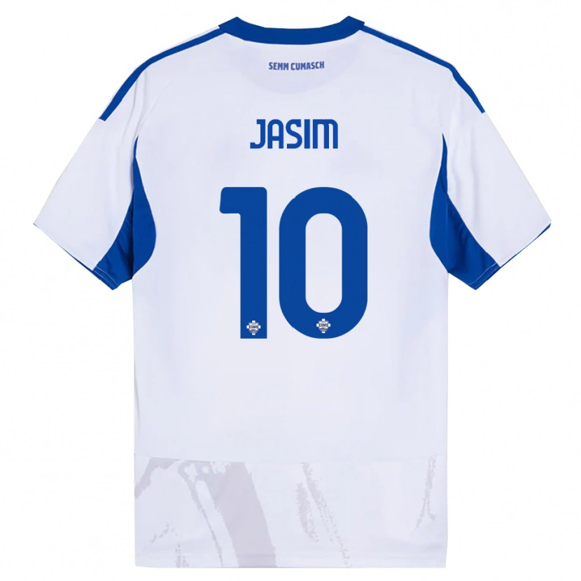 Danxen Mujer Camiseta Ali Jasim #10 Blanco Azul 2ª Equipación 2025/26 La Camisa