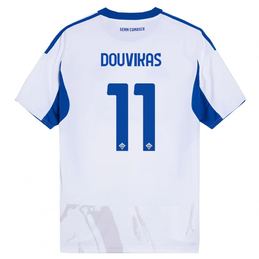 Danxen Mujer Camiseta Anastasios Douvikas #11 Blanco Azul 2ª Equipación 2025/26 La Camisa