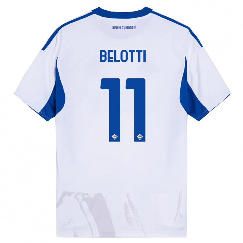 Danxen Mujer Camiseta Andrea Belotti #11 Blanco Azul 2ª Equipación 2025/26 La Camisa