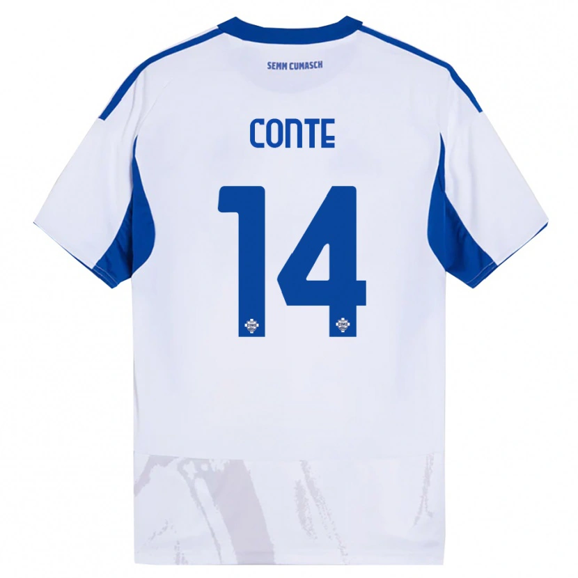 Danxen Mujer Camiseta Federico Conte #14 Blanco Azul 2ª Equipación 2025/26 La Camisa