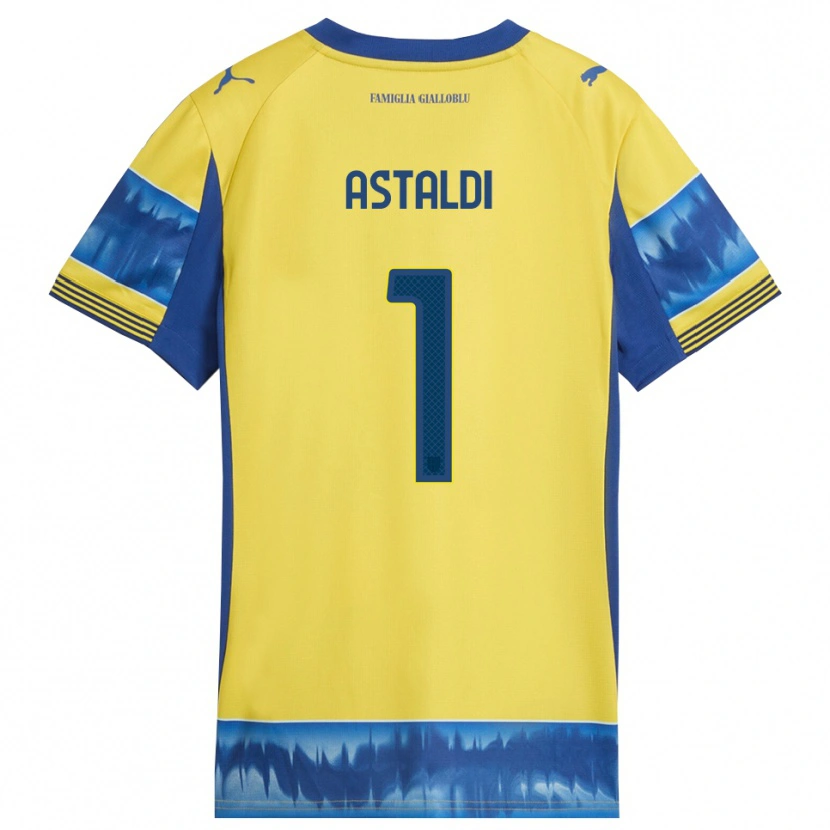 Danxen Mujer Camiseta Gianluca Astaldi #1 Amarillo Azul 2ª Equipación 2025/26 La Camisa
