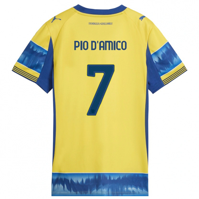 Danxen Mujer Camiseta Dario Pio D'amico #7 Amarillo Azul 2ª Equipación 2025/26 La Camisa