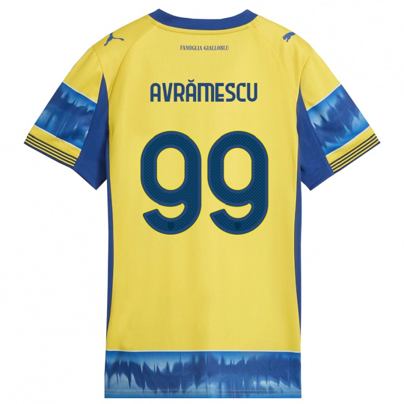 Danxen Mujer Camiseta Ianis Avrămescu #99 Amarillo Azul 2ª Equipación 2025/26 La Camisa