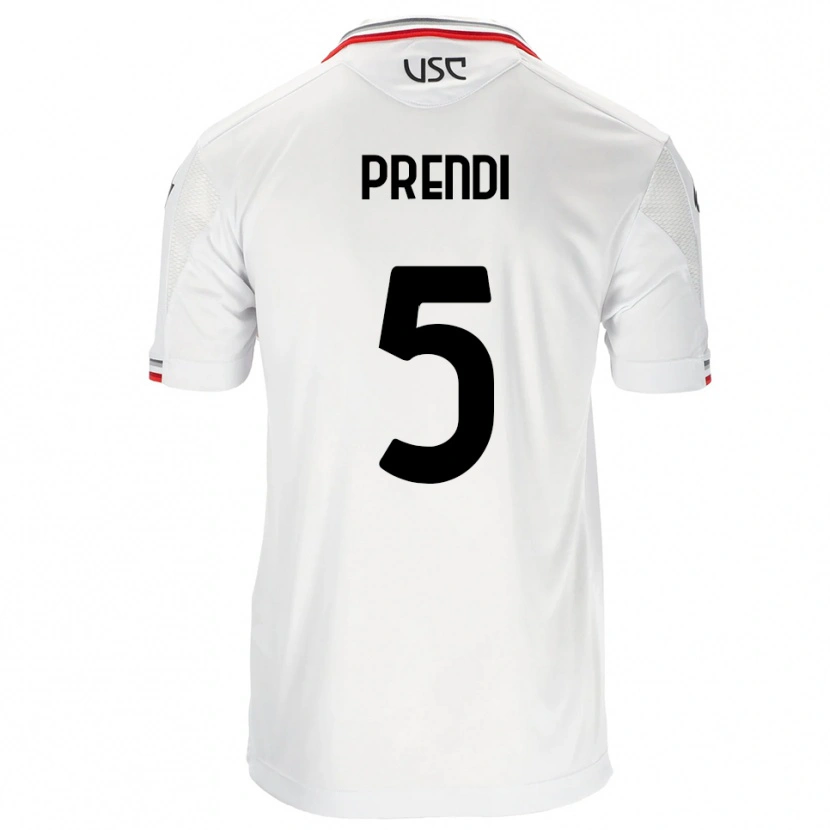 Danxen Mujer Camiseta Denis Prendi #5 Blanco Rojo 2ª Equipación 2025/26 La Camisa