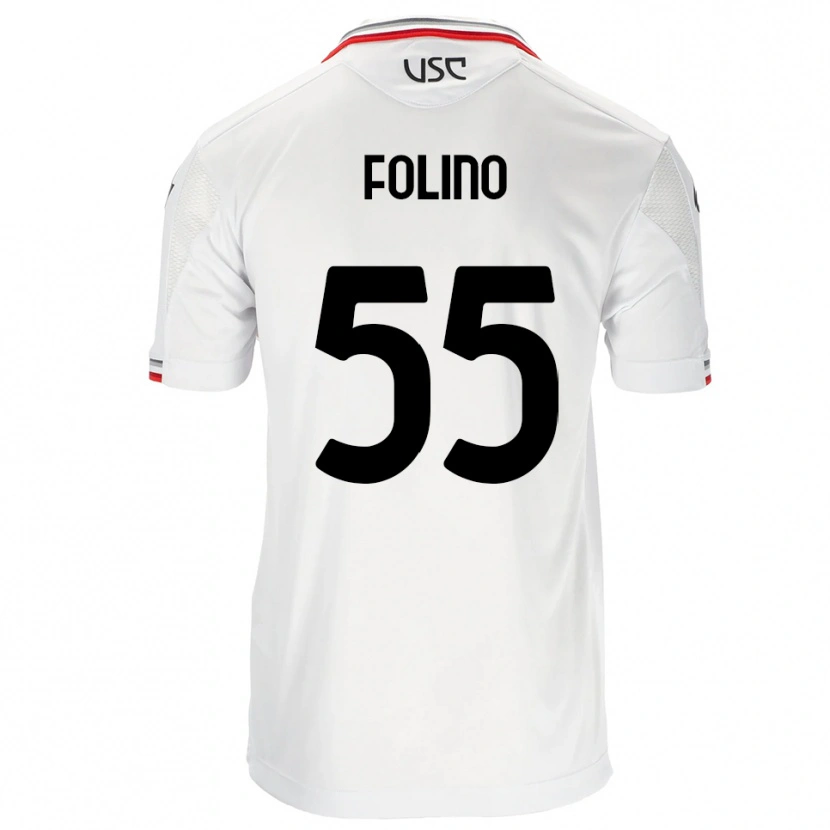 Danxen Mujer Camiseta Francesco Folino #55 Blanco Rojo 2ª Equipación 2025/26 La Camisa