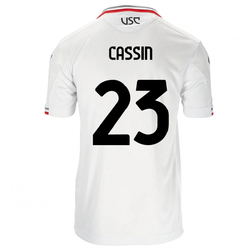 Danxen Mujer Camiseta Marco Cassin #23 Blanco Rojo 2ª Equipación 2025/26 La Camisa