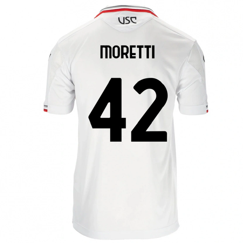 Danxen Mujer Camiseta Lorenzo Moretti #42 Blanco Rojo 2ª Equipación 2025/26 La Camisa