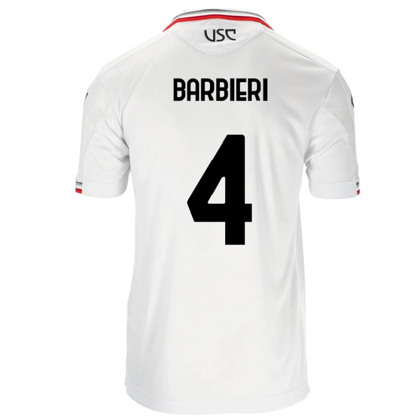 Danxen Mujer Camiseta Tommaso Barbieri #4 Blanco Rojo 2ª Equipación 2025/26 La Camisa