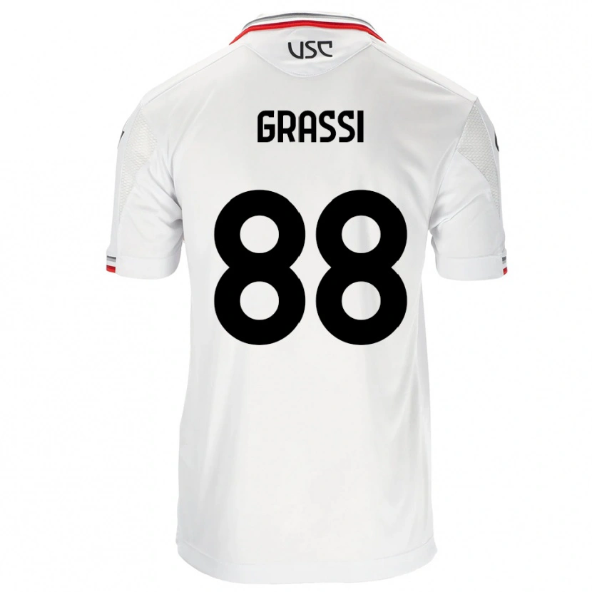 Danxen Mujer Camiseta Alberto Grassi #88 Blanco Rojo 2ª Equipación 2025/26 La Camisa