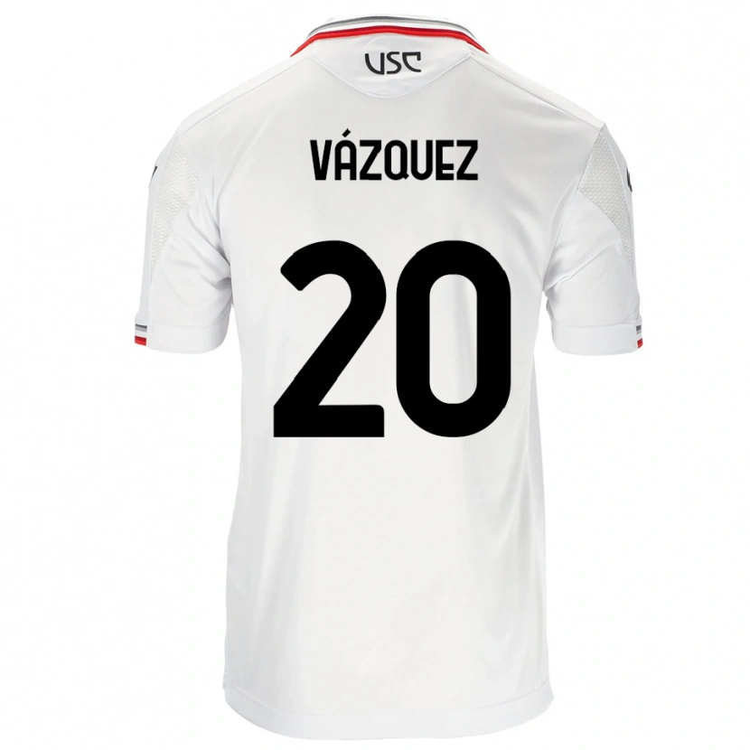 Danxen Mujer Camiseta Franco Vázquez #20 Blanco Rojo 2ª Equipación 2025/26 La Camisa