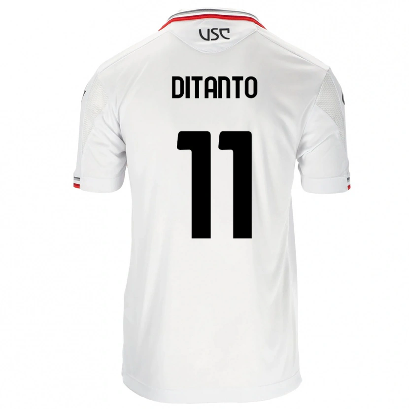 Danxen Mujer Camiseta Tiziano Ditanto #11 Blanco Rojo 2ª Equipación 2025/26 La Camisa