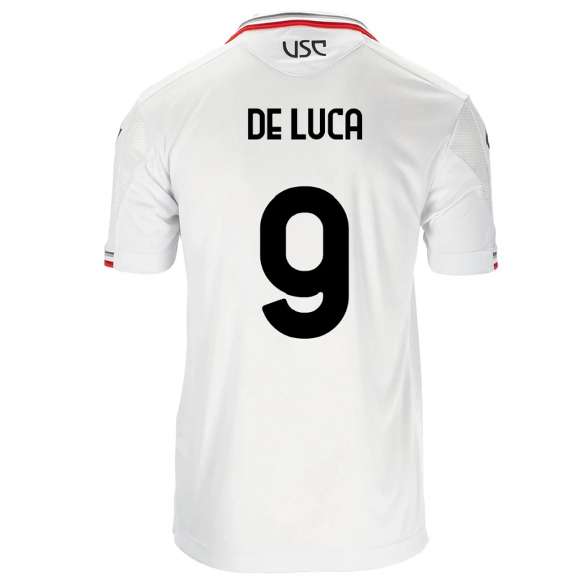 Danxen Mujer Camiseta Manuel De Luca #9 Blanco Rojo 2ª Equipación 2025/26 La Camisa