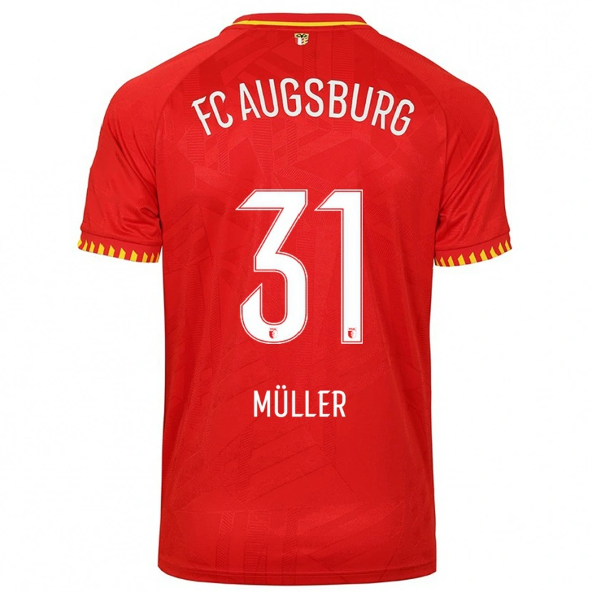 Danxen Mujer Camiseta Noah Müller #31 Rojo Amarillo 2ª Equipación 2025/26 La Camisa
