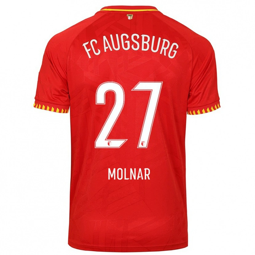 Danxen Mujer Camiseta Lars Molnar #27 Rojo Amarillo 2ª Equipación 2025/26 La Camisa