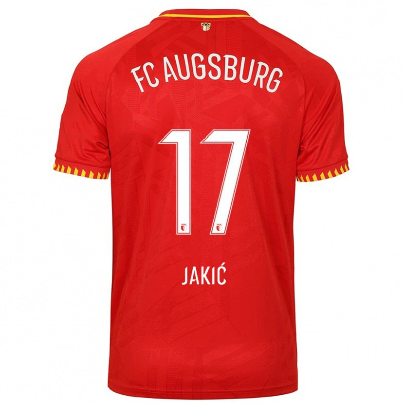 Danxen Mujer Camiseta Kristijan Jakic #17 Rojo Amarillo 2ª Equipación 2025/26 La Camisa