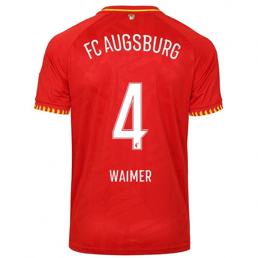 Danxen Mujer Camiseta Johannes Waimer #4 Rojo Amarillo 2ª Equipación 2025/26 La Camisa