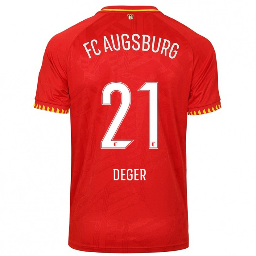 Danxen Mujer Camiseta David Deger #21 Rojo Amarillo 2ª Equipación 2025/26 La Camisa